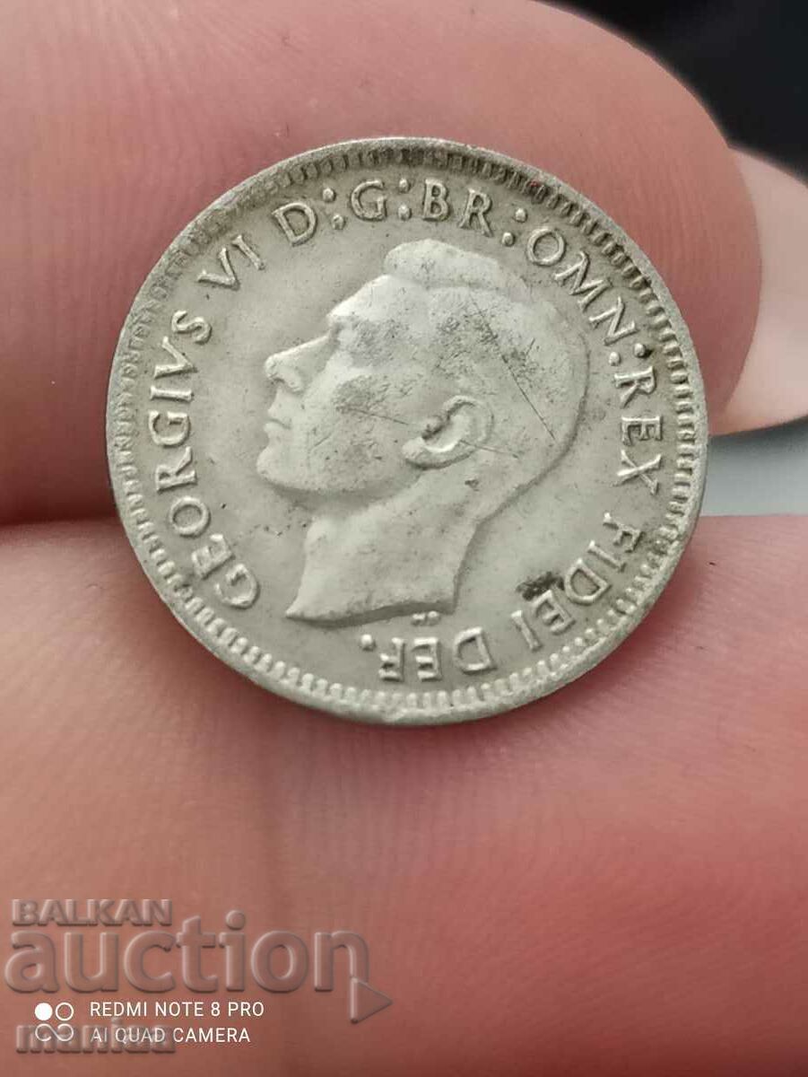 3 πένες Αυστραλία 1951 ασήμι με τιμή 29.99 BGN | € 15.33