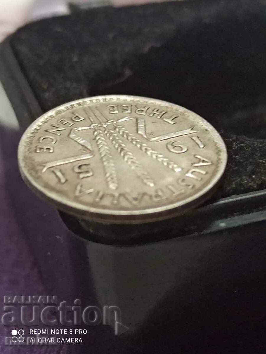 Δημοπρασία 3 πένες Αυστραλία 1951 ασήμι