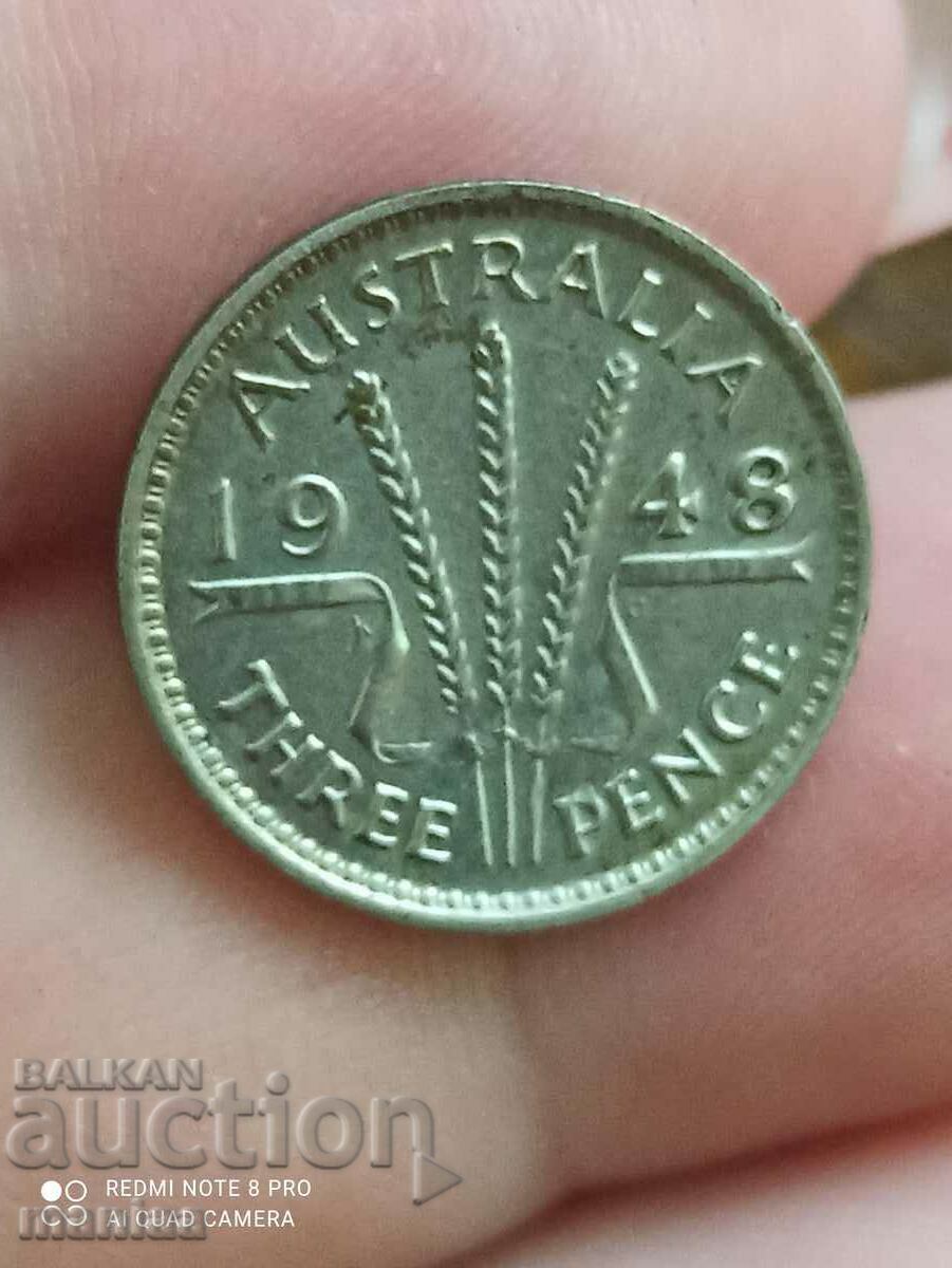 3 pence Australia 1948 silver with price 29.99 BGN | € 15.33 3 pence Australia 1948 silver with price 29.99 BGN | € 15.33