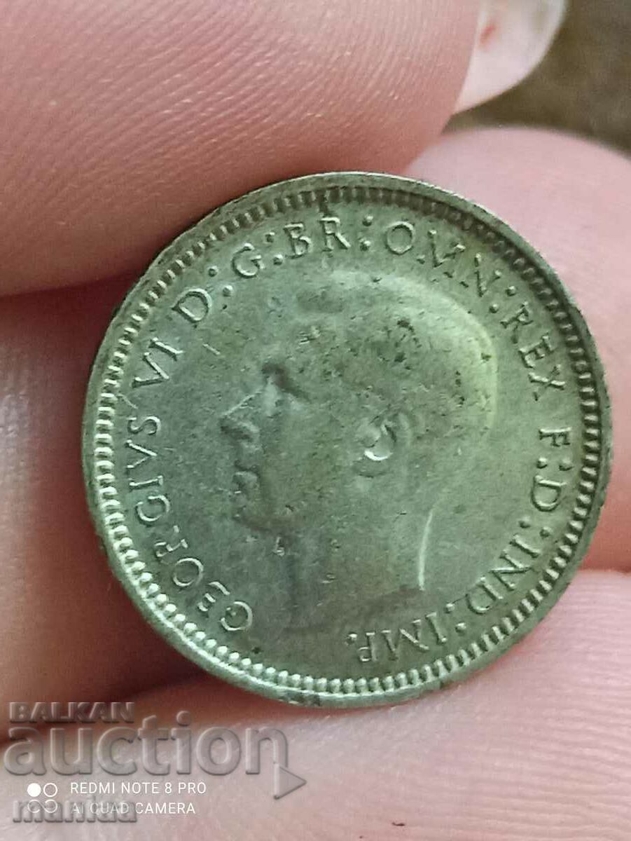 3 pence Australia 1948 silver - 6 3 pence Australia 1948 silver - 6