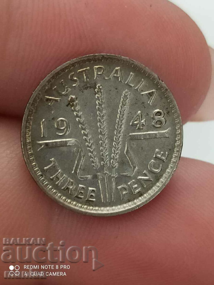 Ασήμι 3 πένες Αυστραλία 1948