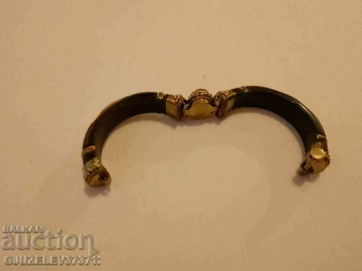 Vintage bracelet wood brass agate and mother of pearl - 6 Vintage bracelet wood brass agate and mother of pearl - 6