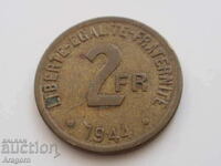 монета Франция 2 франка 1944 (бронзовата); France