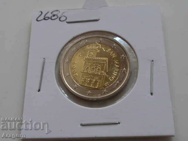 Auction rare coin San Marino 2 euro 2009 in a cardboard box; San Marino Auction rare coin San Marino 2 euro 2009 in a cardboard box; San Marino