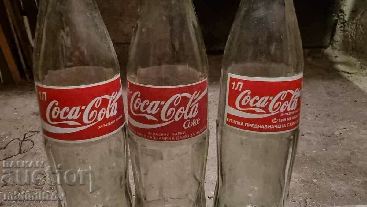 Τρία μπουκάλια Coca Cola COCA COLA 1 λίτρου 1996 - παρτίδα