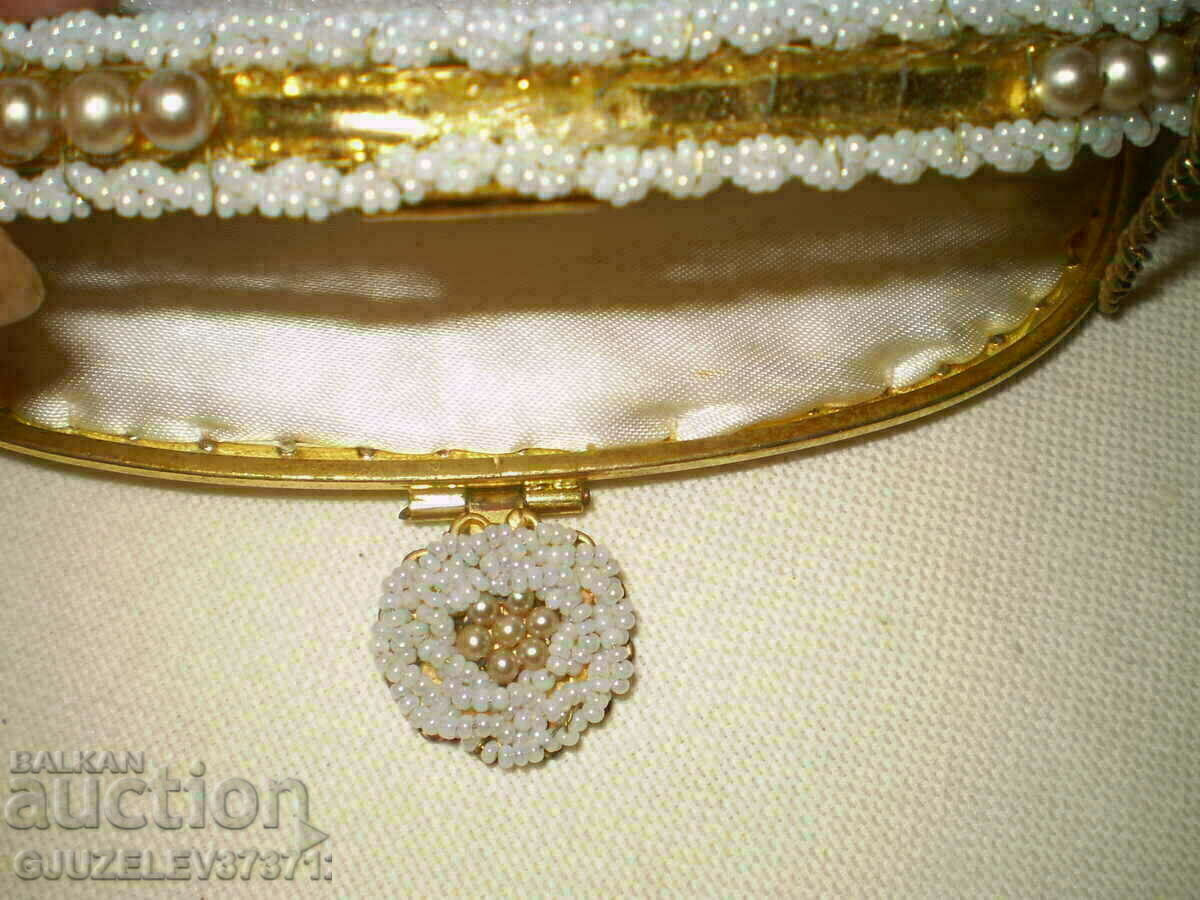 Vintage Τσάντα Πορτοφόλι Λευκή Γυάλινη Χάντρες Κέντημα WALBOR - 5 Vintage Τσάντα Πορτοφόλι Λευκή Γυάλινη Χάντρες Κέντημα WALBOR - 5