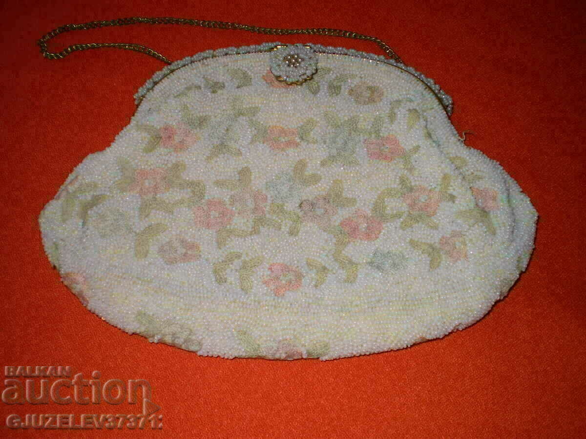 Vintage Τσάντα Πορτοφόλι Λευκή Γυάλινη Χάντρες Κέντημα WALBOR - 7 Vintage Τσάντα Πορτοφόλι Λευκή Γυάλινη Χάντρες Κέντημα WALBOR - 7