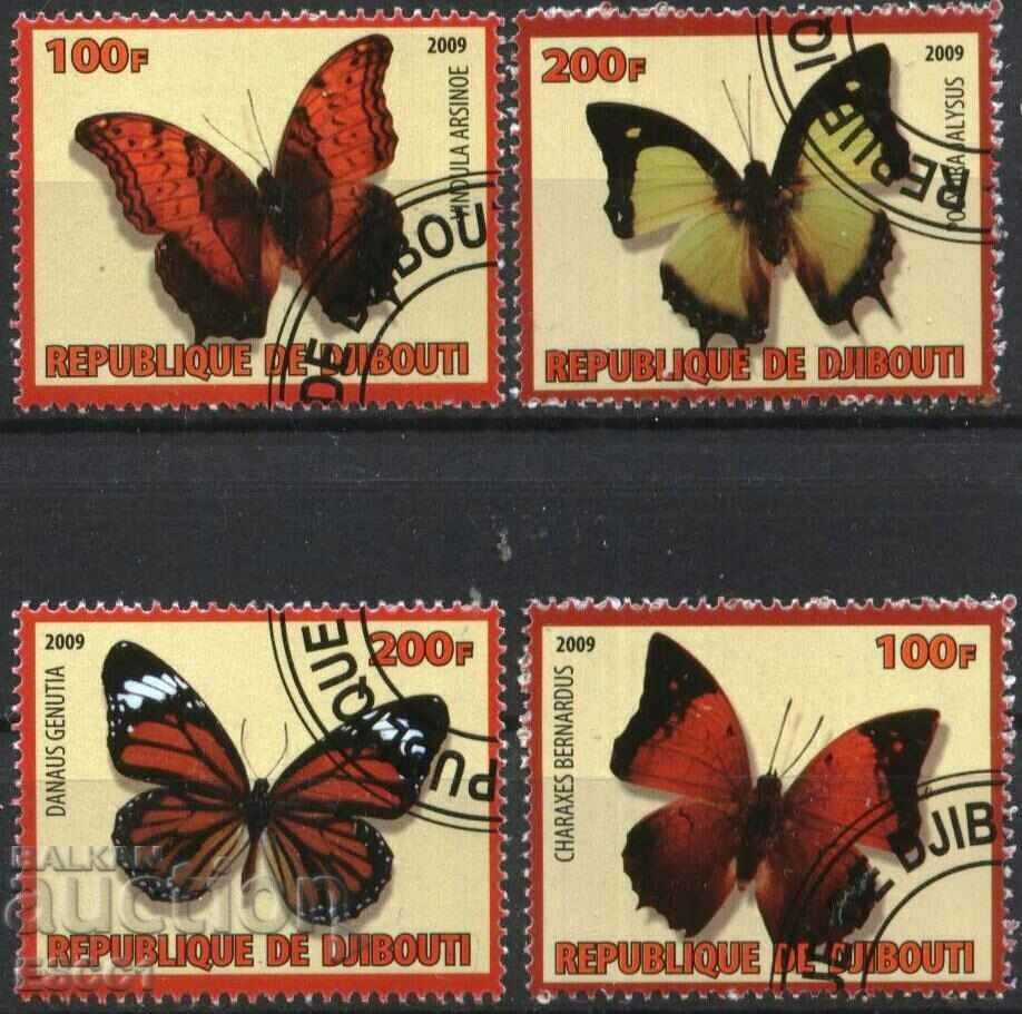 Stamped stamps Fauna Butterflies 2009 from Djibouti