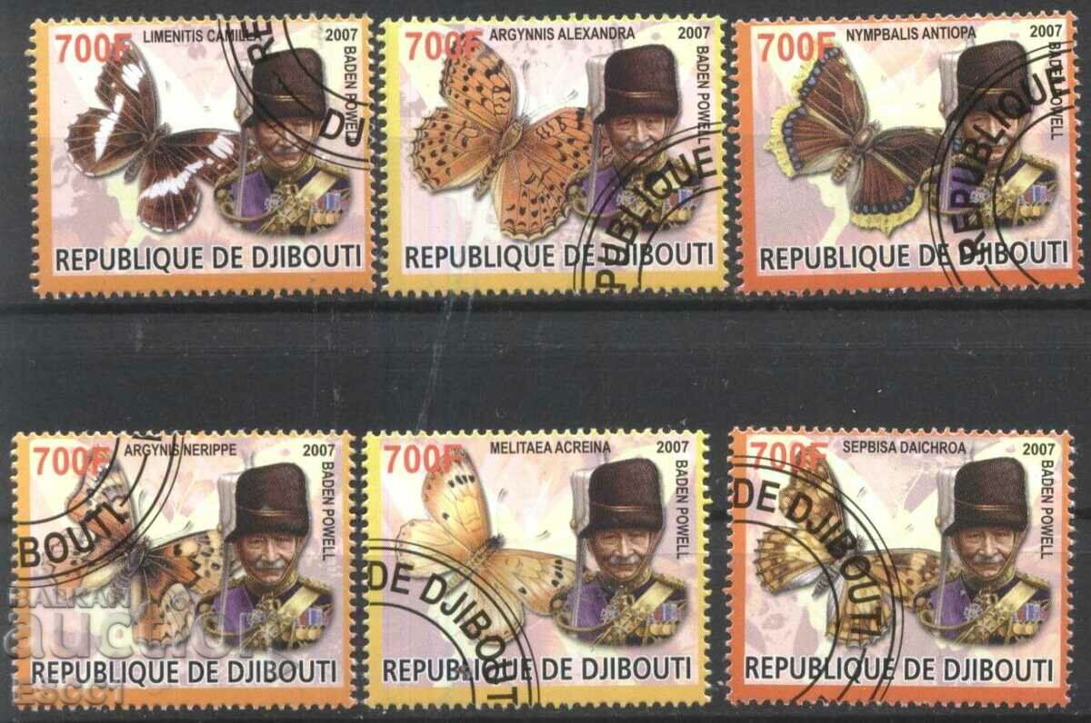 Stamped stamps Fauna Butterflies 2007 from Djibouti