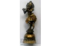 Playing Krishna - figurina veche - bronz mic din plastic.