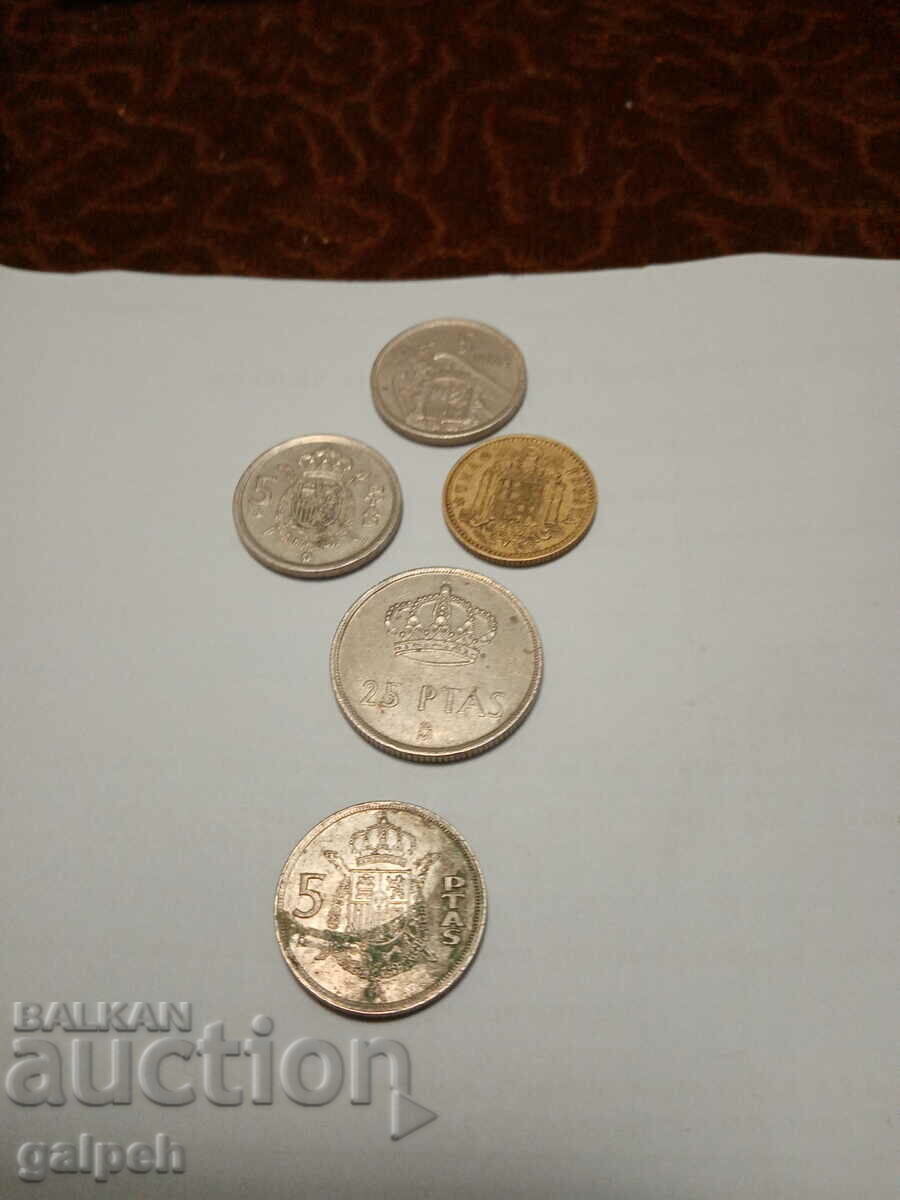 LOT DE MONEDE SPANIA 1957,75,83,84 - 5 buc. - 2 BGN cu preț 2.00 BGN | € 1.02 LOT DE MONEDE SPANIA 1957,75,83,84 - 5 buc. - 2 BGN cu preț 2.00 BGN | € 1.02