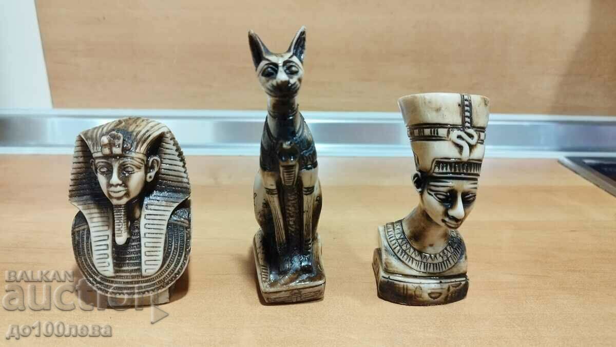 Statuettes, Nefertiti, Tutankhamun, Bastet