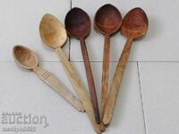 Old wooden spoon 5 wooden spoons,