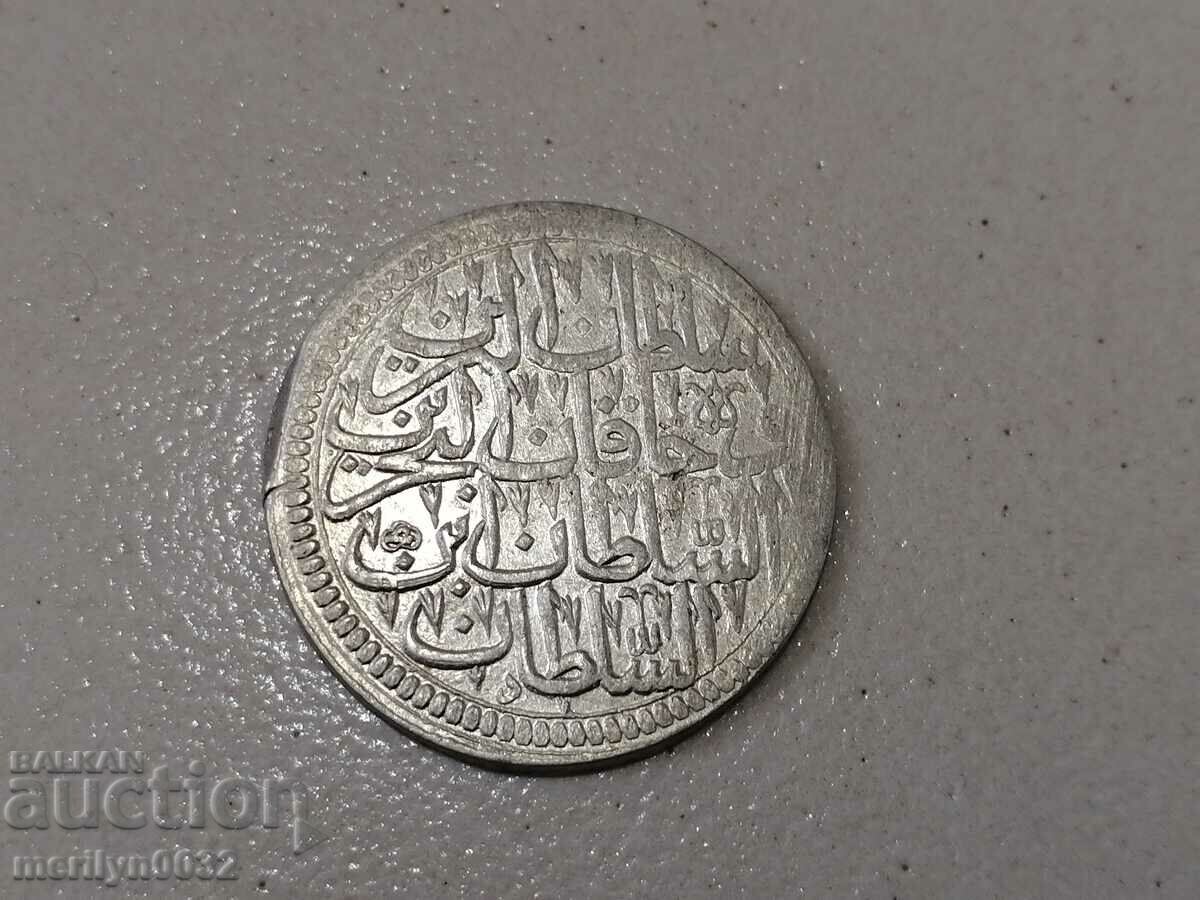 Auction Ottoman silver coin 465/1000 Mustafa 2nd 1115 Auction Ottoman silver coin 465/1000 Mustafa 2nd 1115