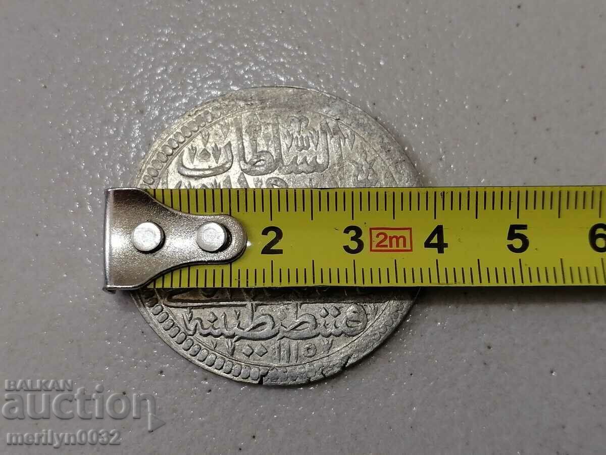 Delivery of Ottoman silver coin 465/1000 Mustafa 2nd 1115