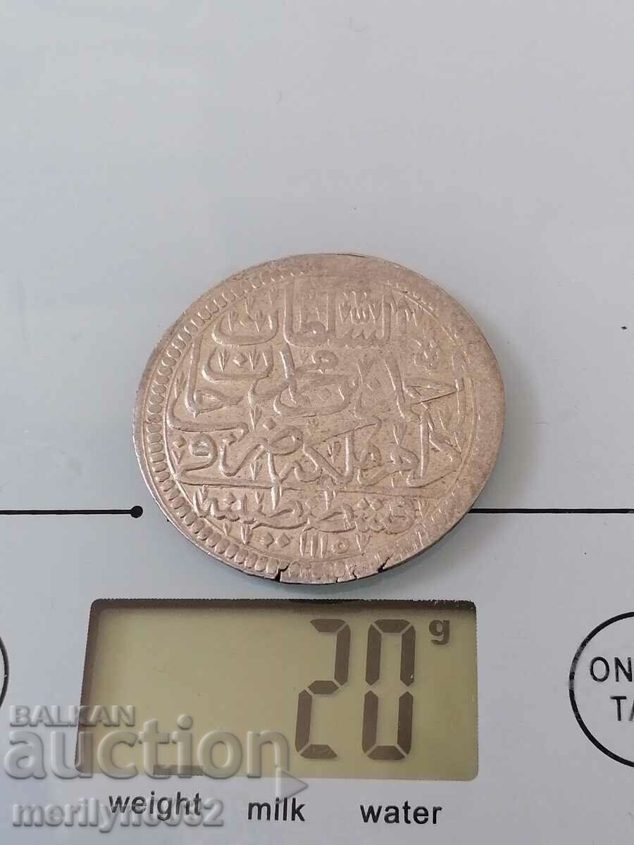 Ottoman silver coin 465/1000 Mustafa 2nd 1115 - 6
