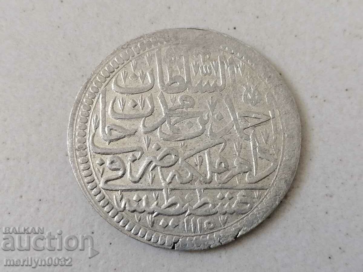Ottoman silver coin 465/1000 Mustafa 2nd 1115