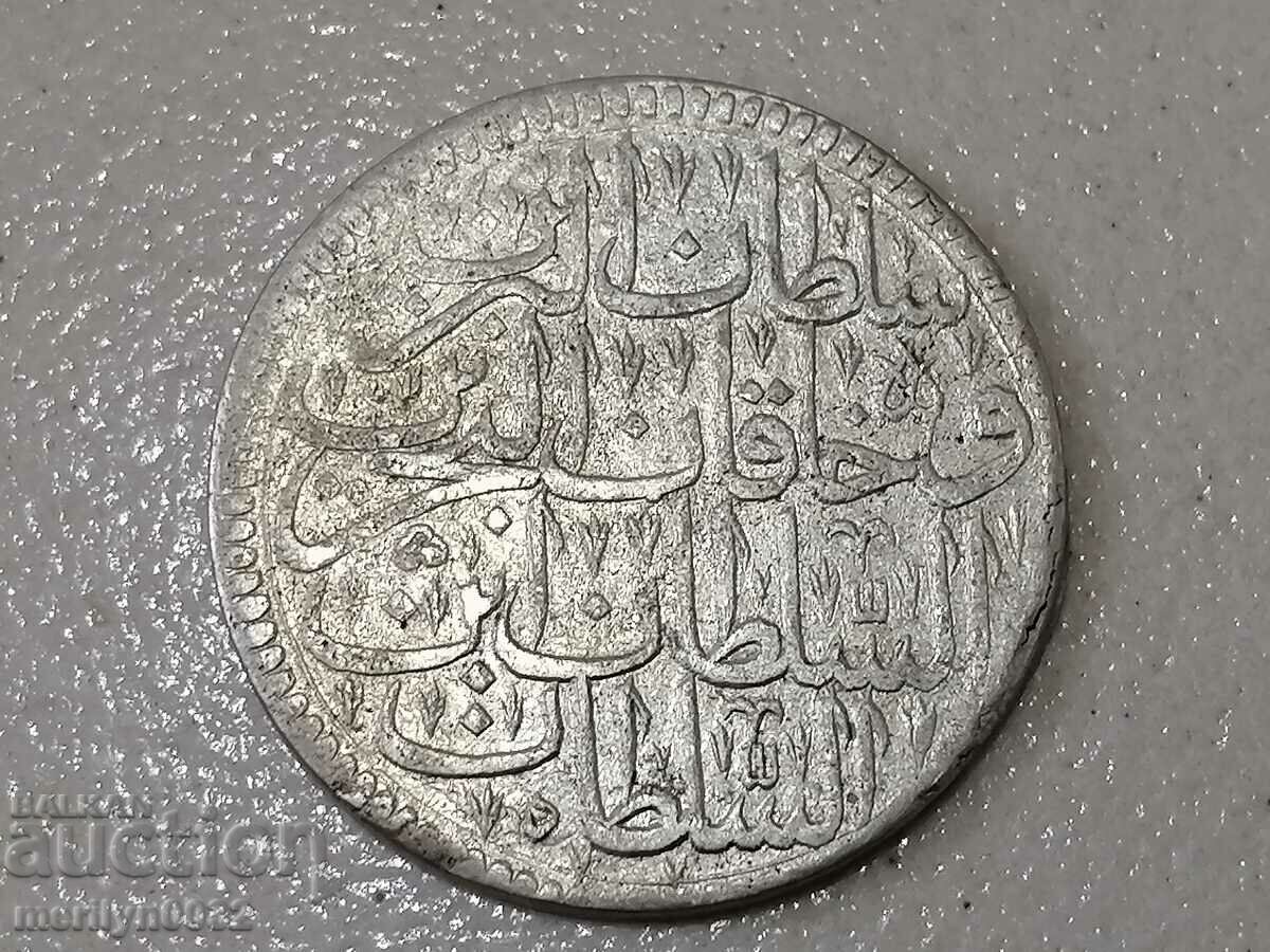 Ottoman silver coin 465/1000 Mustafa 2nd 1115 - 6 Ottoman silver coin 465/1000 Mustafa 2nd 1115 - 6