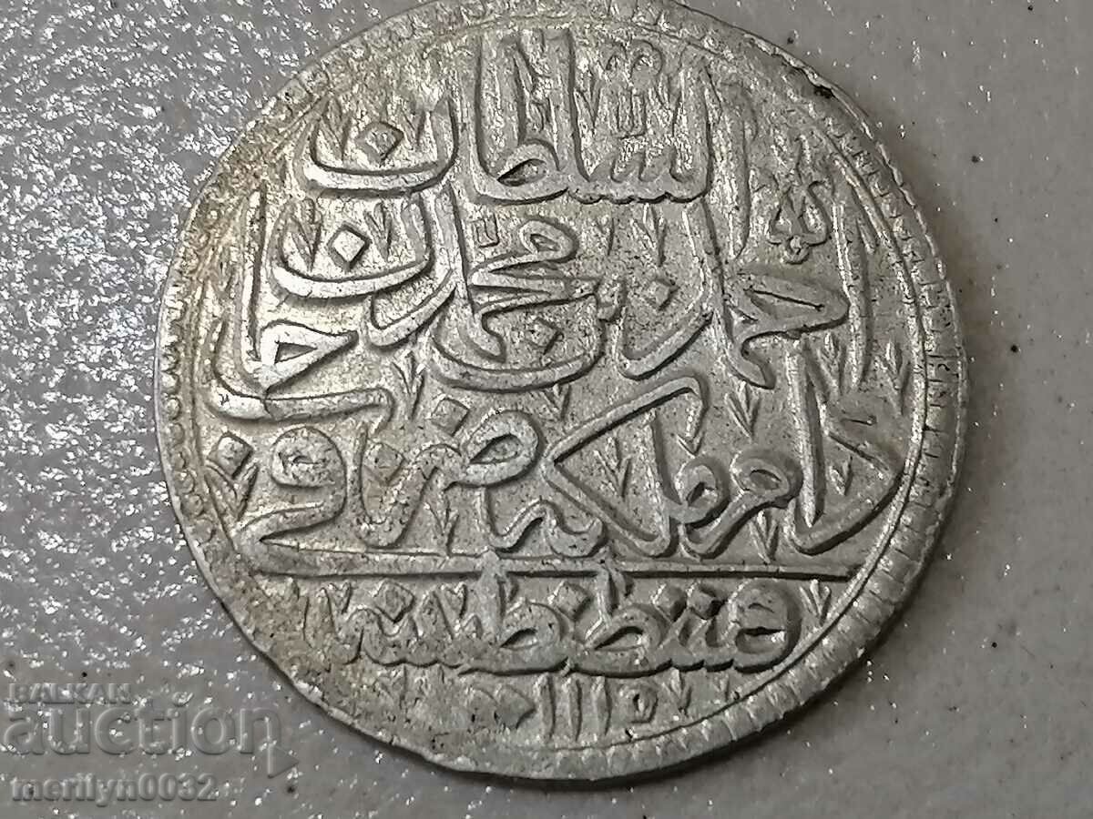 Moneda otomană de argint 465/1000 Mustafa al II-lea 1115