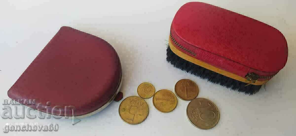 70s. Set of travel accessories and a leather coin purse with price 30.00 BGN | € 15.34 70s. Set of travel accessories and a leather coin purse with price 30.00 BGN | € 15.34