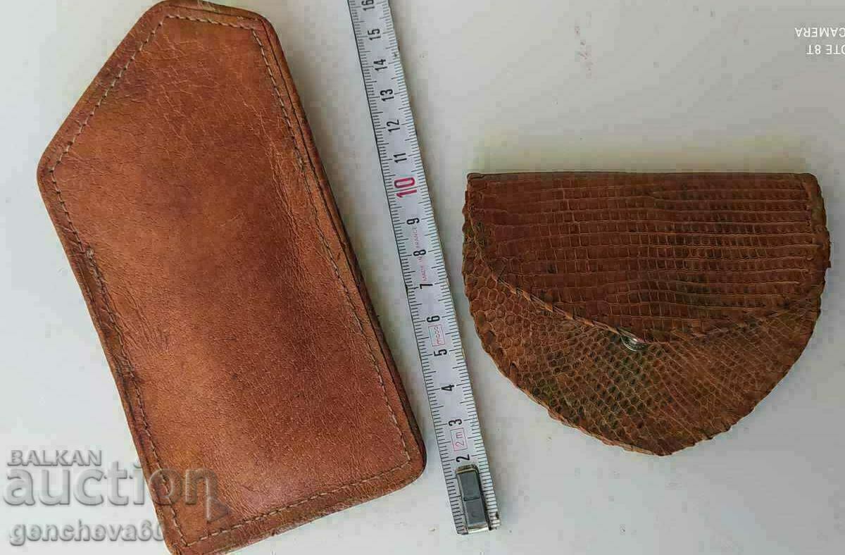 Auction Leather glasses case and crocodile leather wallet Auction Leather glasses case and crocodile leather wallet