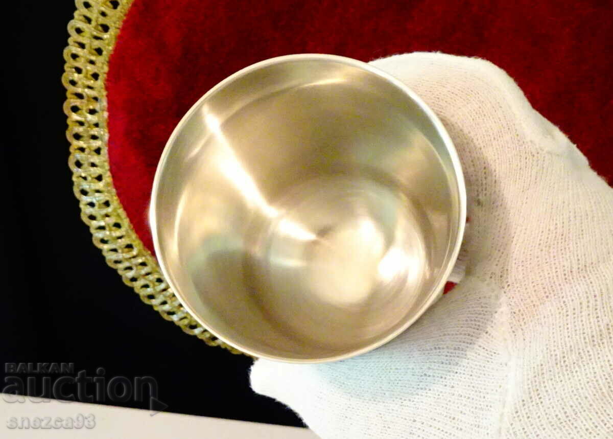 Pewter goblet with hunter and deer 10 cm. - 5 Pewter goblet with hunter and deer 10 cm. - 5