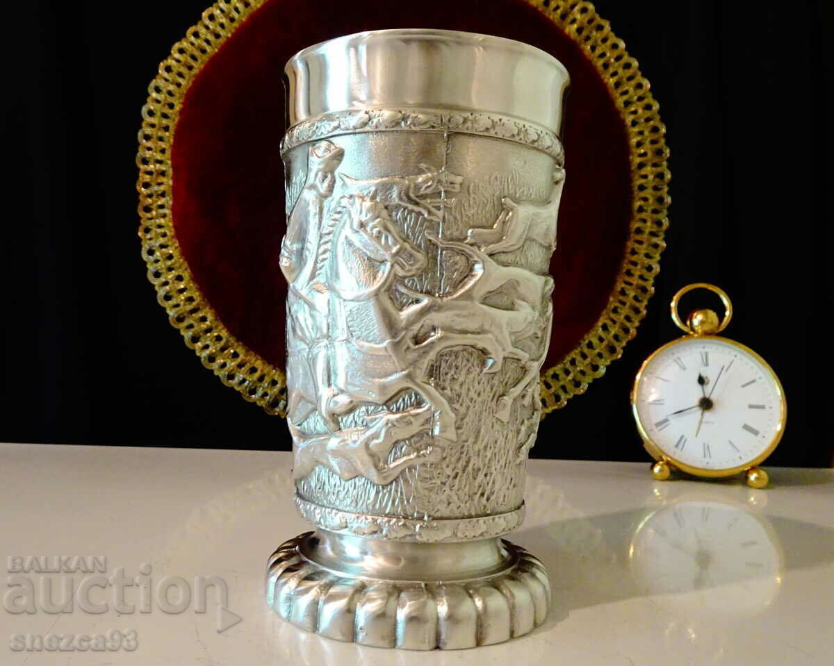 Pewter mug/tankard with hunting scene masterpiece, author's work with price 89.00 BGN | € 45.50 Pewter mug/tankard with hunting scene masterpiece, author's work with price 89.00 BGN | € 45.50