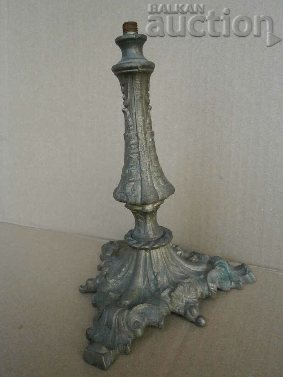solid baroque bronze base of candlestick lamp - 6