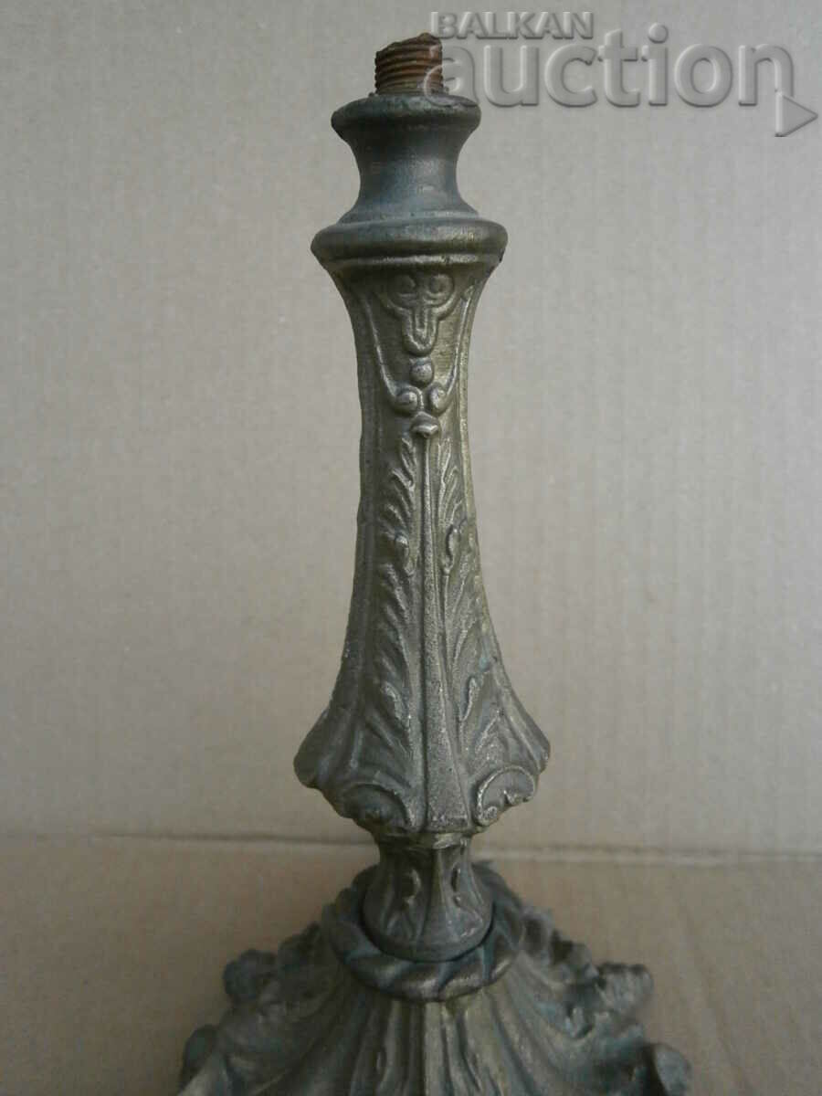 solid baroque bronze base of candlestick lamp - 7