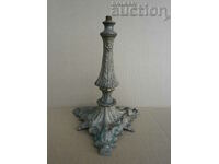solid baroque bronze base of candlestick lamp