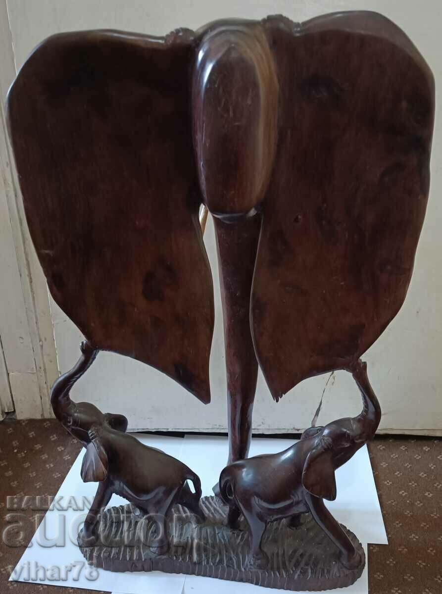 WOODEN FIGURE OF ELEPHANTS - 5 WOODEN FIGURE OF ELEPHANTS - 5