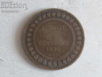 10 Centimes 1891 Τυνησία Γαλλικό Προτεκτοράτο Χάλκινο