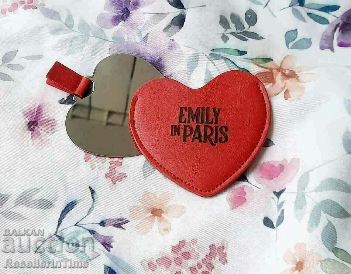 New women's heart mirror Emily in Paris, red