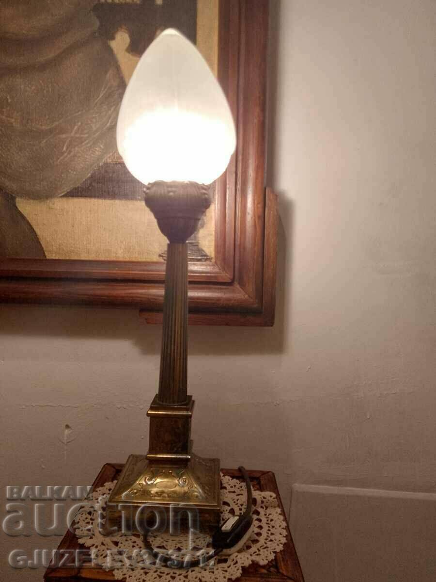 Art Deco bedside, table lamp, bronze, original glass