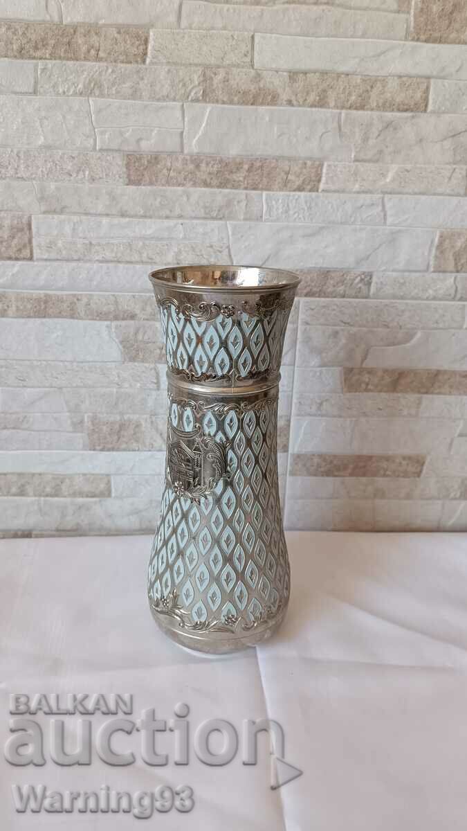 Old metal German vase with engravings - 25cm with price 45.00 BGN | € 23.01 Old metal German vase with engravings - 25cm with price 45.00 BGN | € 23.01