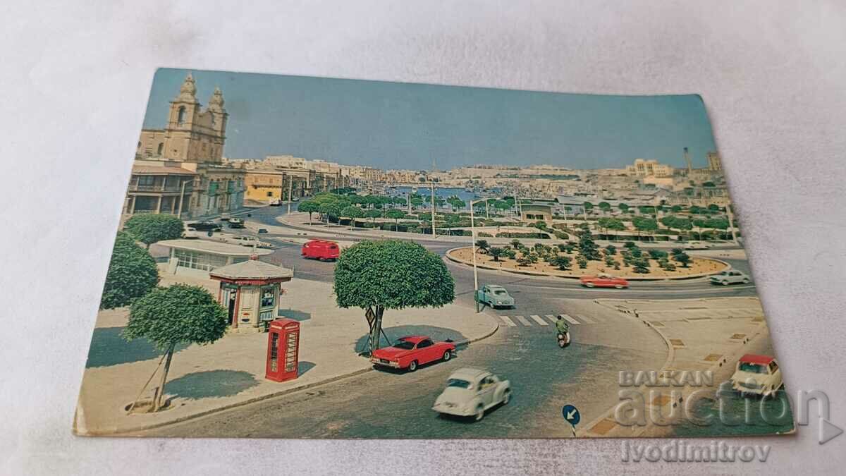 P K Malta General View of Msida with Church and Creek
