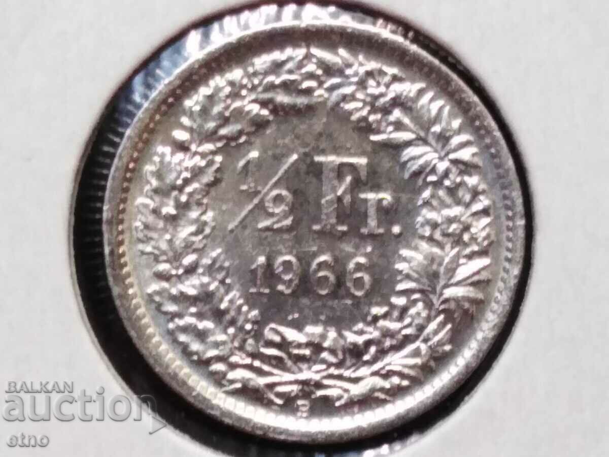 1/2 franc, 1966, Switzerland, SILVER 0.835, COIN