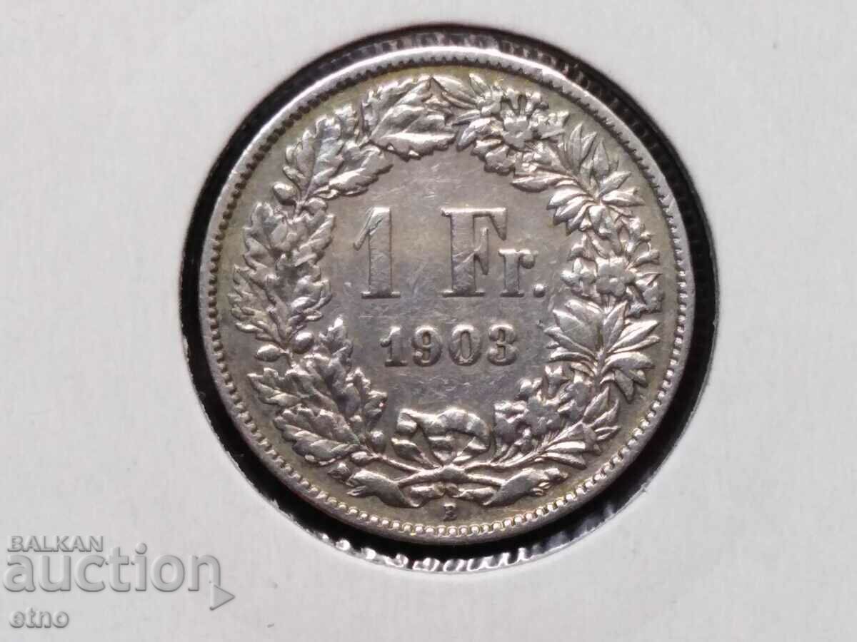 1 франк 1903 ,Швейцария ,СРЕБРО 0.835, МОНЕТА