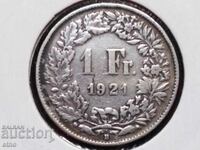 1 franc 1921, Switzerland, SILVER 0.835, COIN