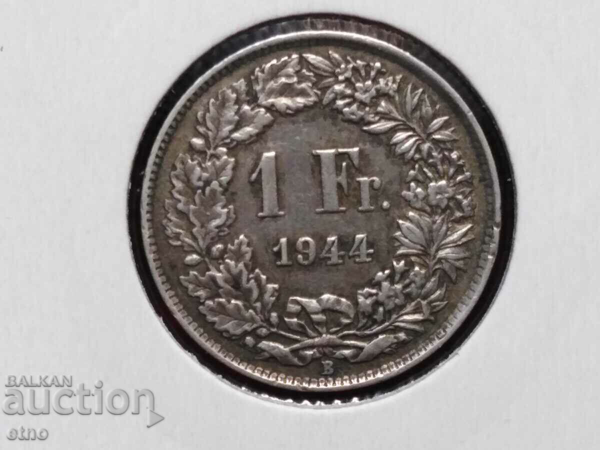 1 franc 1944, Elveția, ARGINT 0,835, MONEDĂ