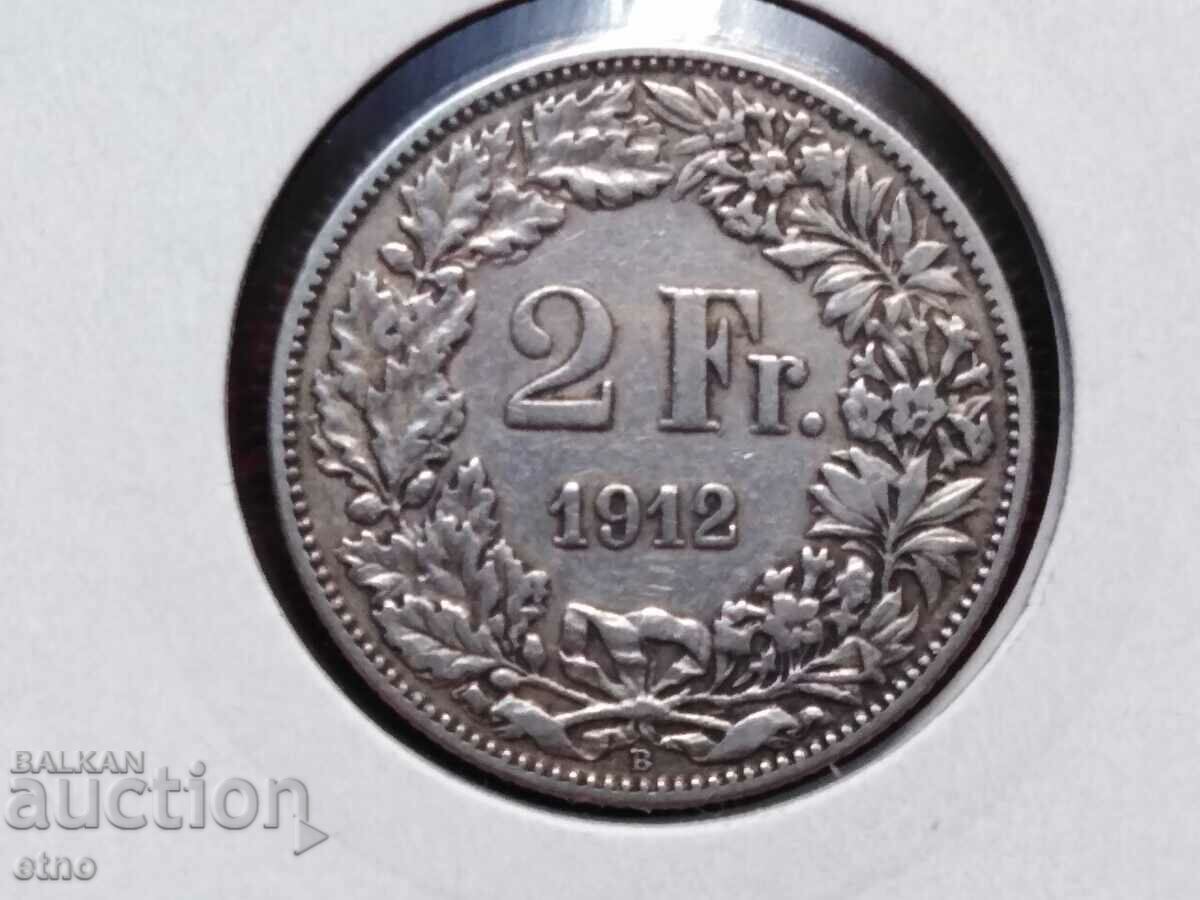 2 франка 1912 ,Швейцария ,СРЕБРО 0.835, МОНЕТА