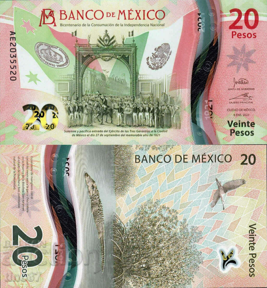 tino37- MEXICO - 20 PESOS -2021 - ANNIVERSARY - POLYMER - UNC