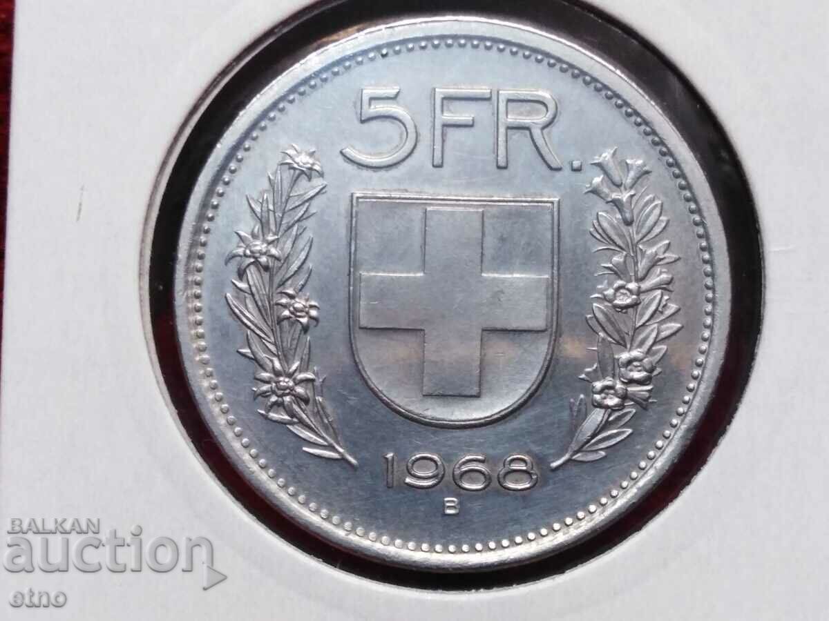 5 φράγκα 1968, Switzerland, COIN