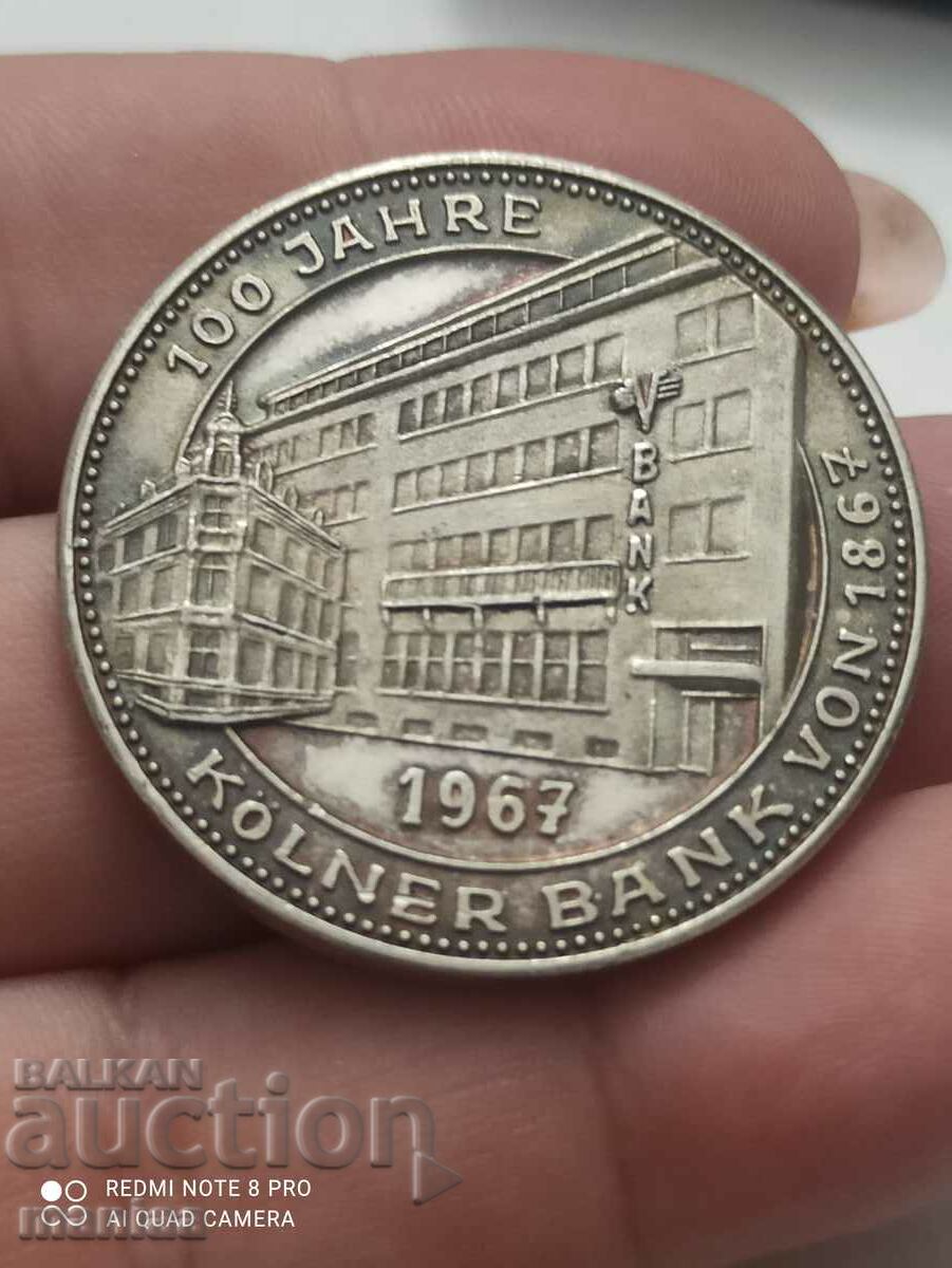 Auction Colner Bank 100 Years Silver Medal 1967 Auction Colner Bank 100 Years Silver Medal 1967