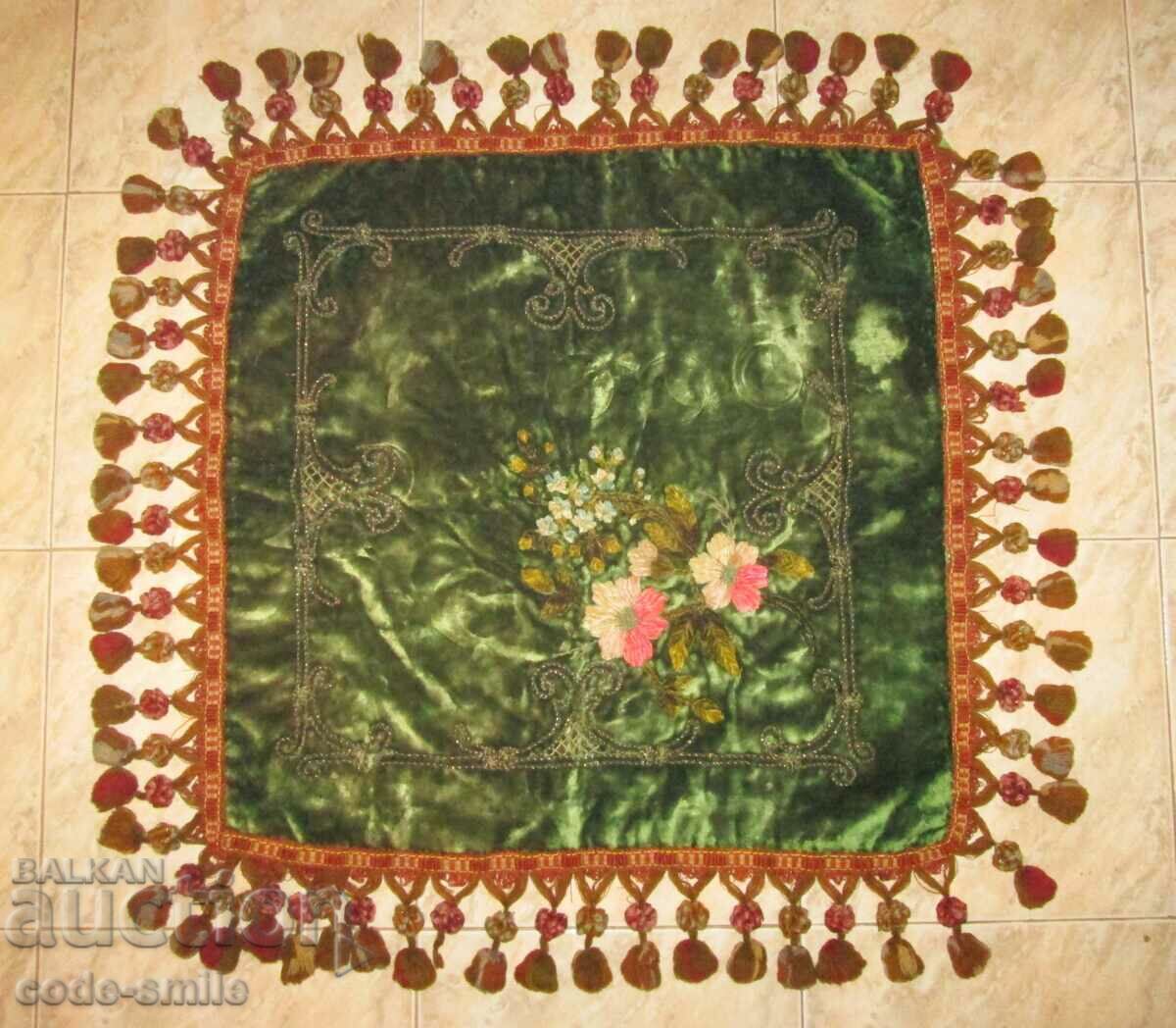 Beautiful old tablecloth velvet embroidery 19th century