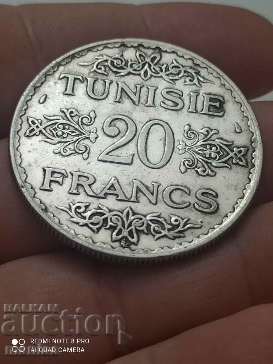 20 franci 1934 Tunisia argint