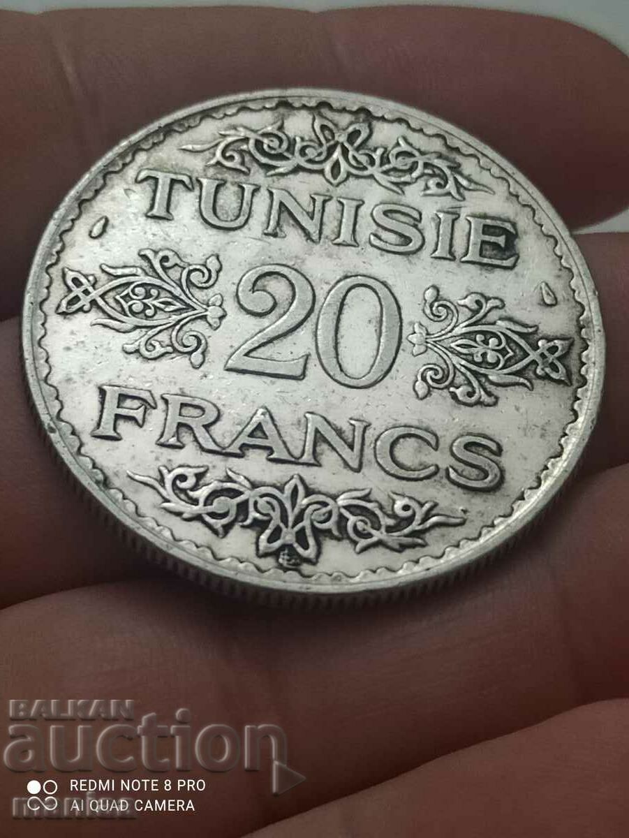 20 francs 1934 Tunisia silver