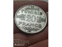 20 francs 1934 Tunisia silver