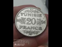 20 franci 1934 Tunisia argint