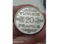 20 francs 1934 Tunisia silver